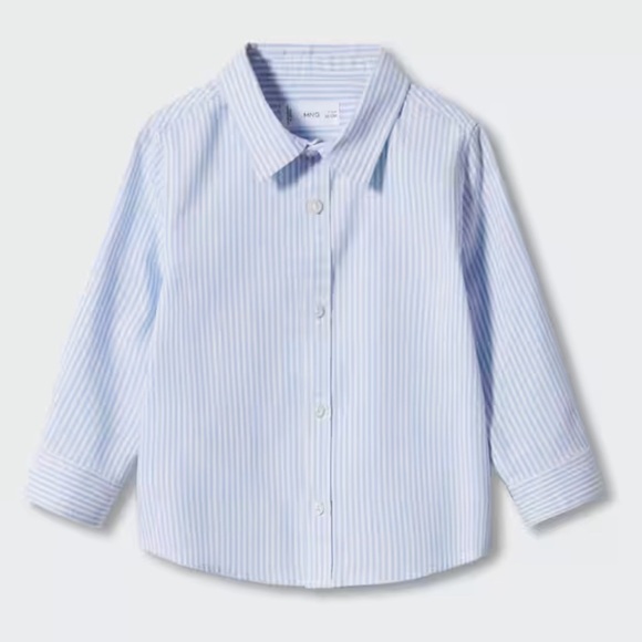 MANGO Regular-fit Oxford Striped Shirt - Color Blue/White - Size 12-18 M - Picture 7 of 8